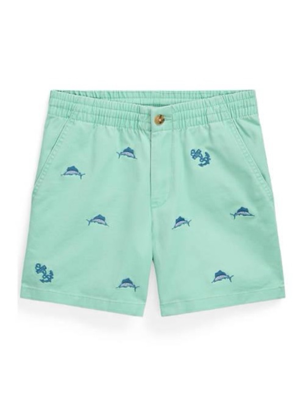 Mint Green Embroidered Fish Swim Trunks